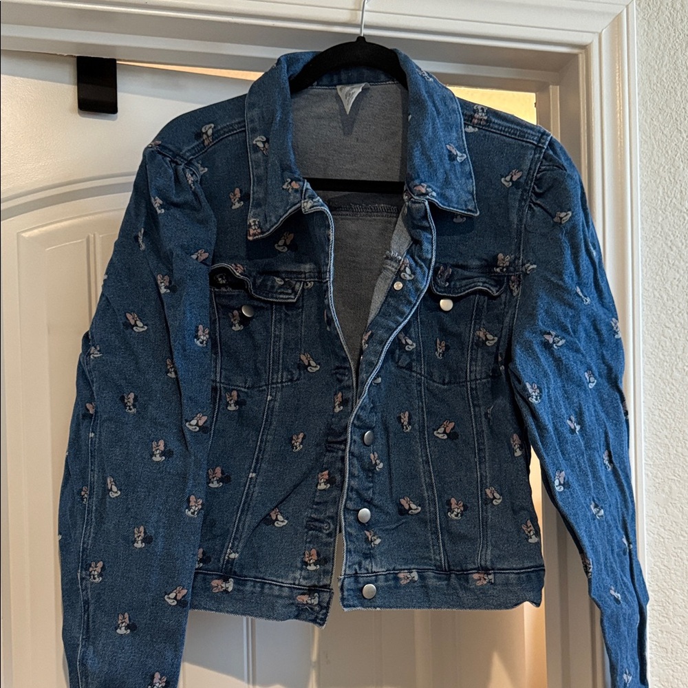 Denim Jacket with Minnie Mouse print, puff sleeve